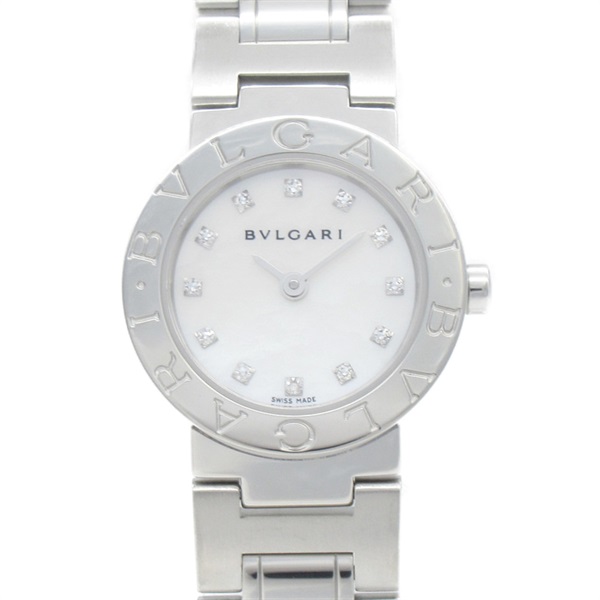 ブルガリ 腕時計 ダイヤ ホワイトシェル レディースウォッチ BB23WSS 