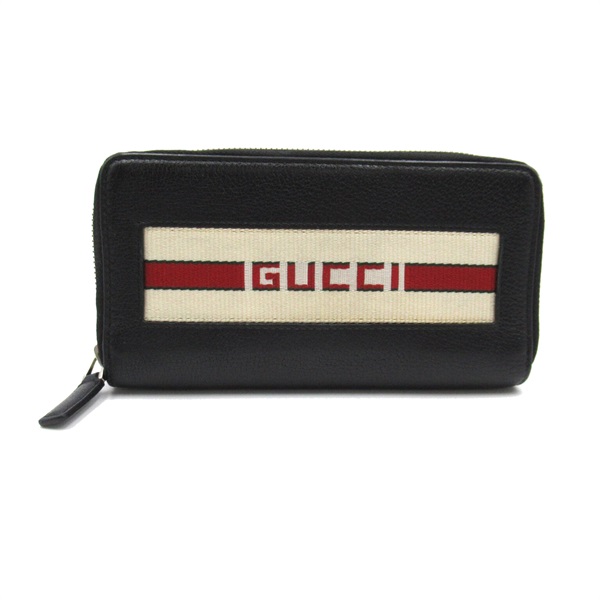 グッチ(GUCCI)ストライプ レザー ジップアラウンドウォレット