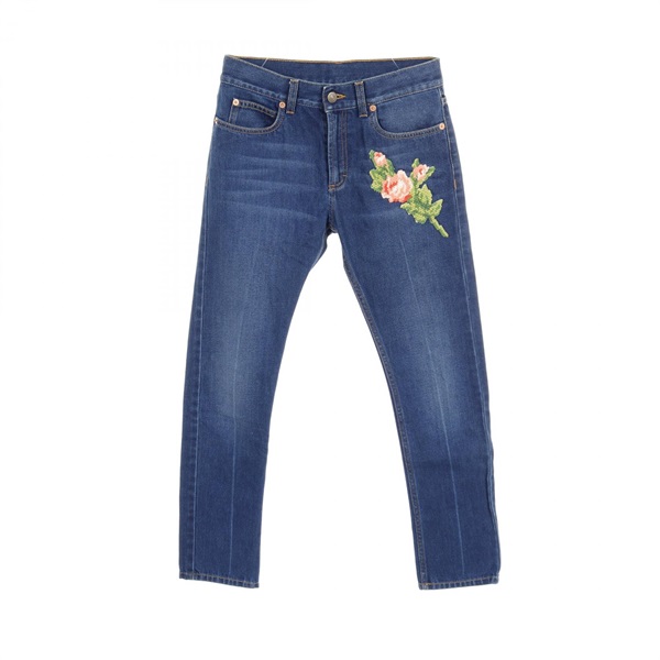 グッチ EMBROIDERED FLOWER ROARING TIGER JEANS デニムパンツ 衣料品  ボトムス レディース 449577